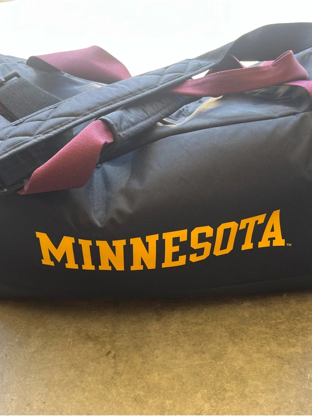 University of Minnesota Golden Gophers Nike Black Duffel Bag with Shoulder Strap